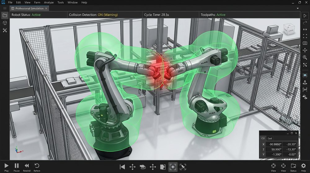 Echtzeit-Kollisionserkennung bei der virtuellen Inbetriebnahme mit twin